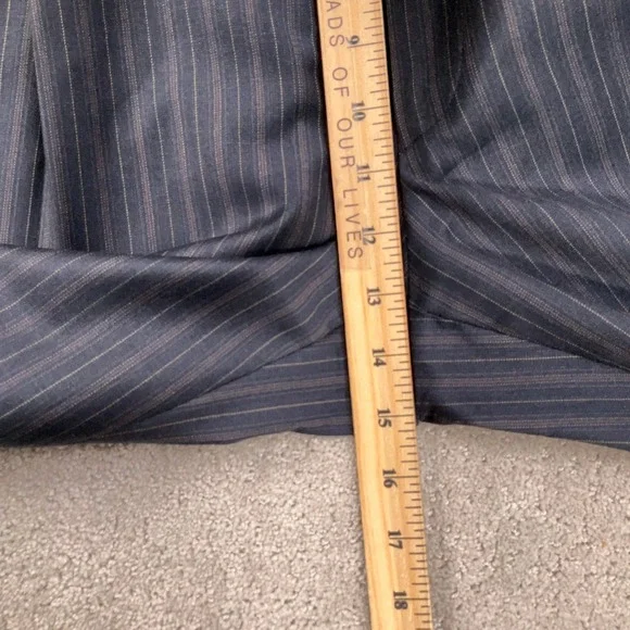 Stafford Executive Suit Mens 44L 36W 30L Navy Pinstripe 2 Button Office Wool